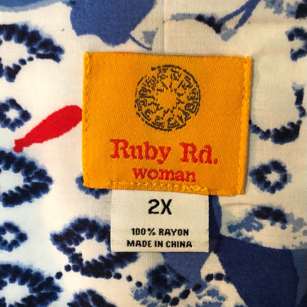 Ruby Rd. Blue and Red Patterned Shirt Sz. 2X - Picture 2 of 3